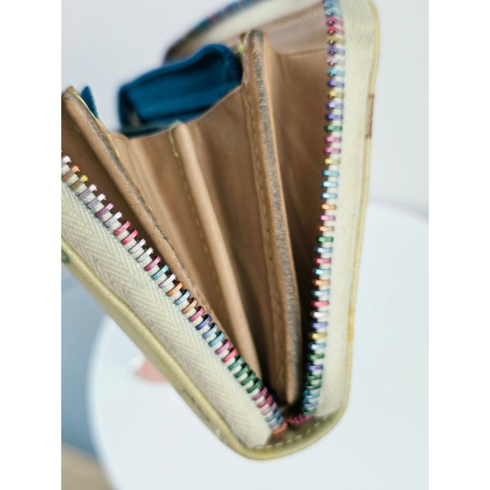 Dooney & Bourke Rainbow Monogram Zip Around Wallet Cream Heart Charm Y2K - Picture 12 of 15